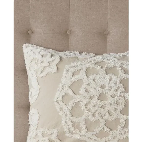 Madison Park King Bedspread Set Beige Chenille Tufted 3pc Luxury Bedding - Picture 3 of 9